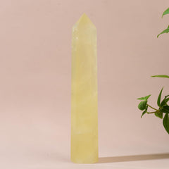 WUYOUSHI natural quartz wand spire highlighting raw crystal beauty.