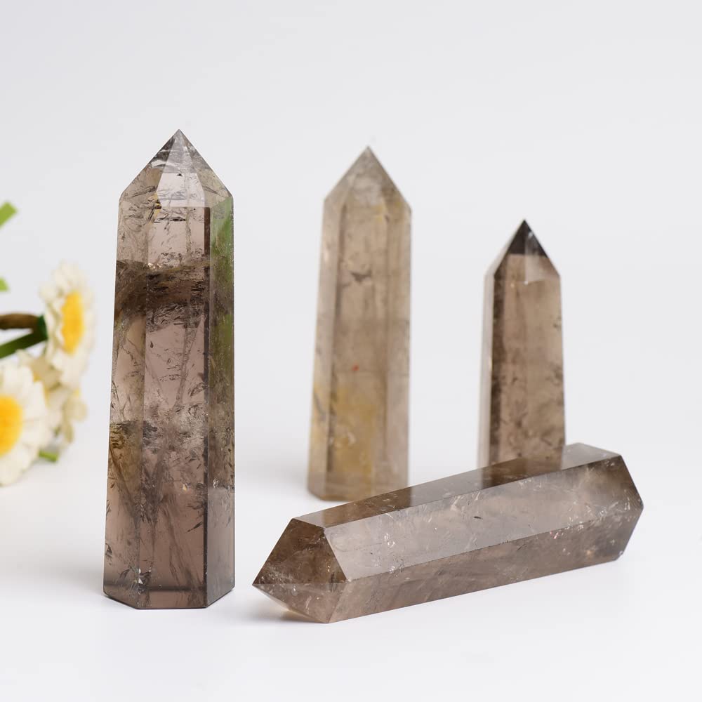 WUYOUSHI smoky quartz tower used as desk decor for serenity