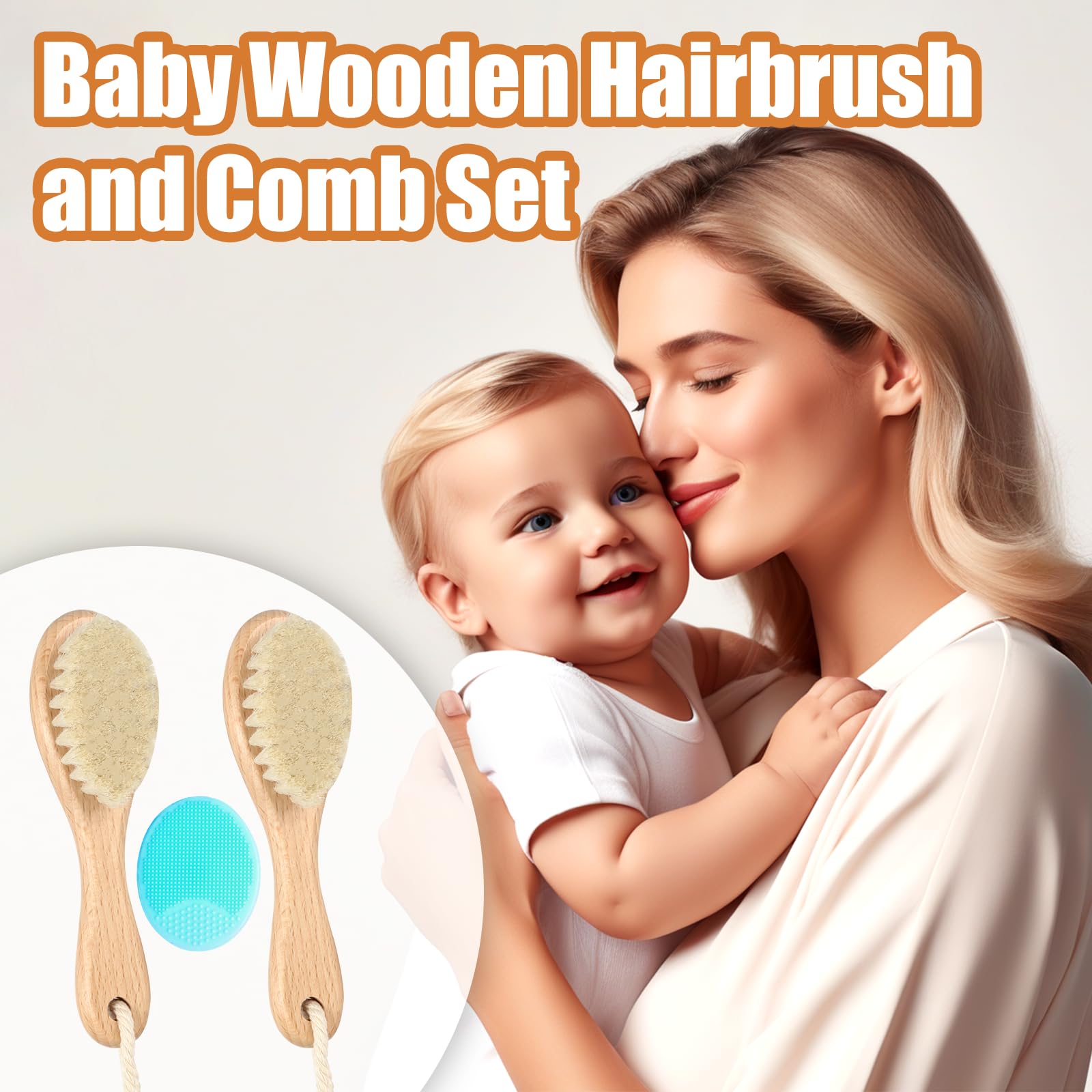 WXA wooden baby comb for smooth detangling on delicate hair
