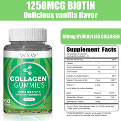 WXW Hydrolyzed Collagen Gummies nutrition label visible for transparency and ingredient trust.