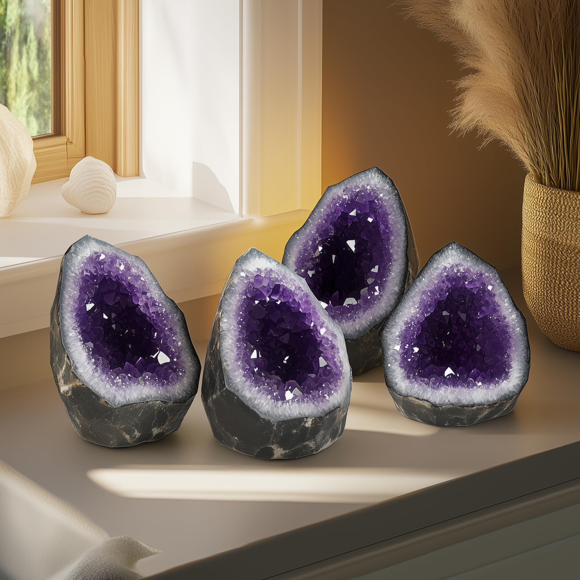 WYJHYZN amethyst chakra balancing cluster supports subtle energy work.