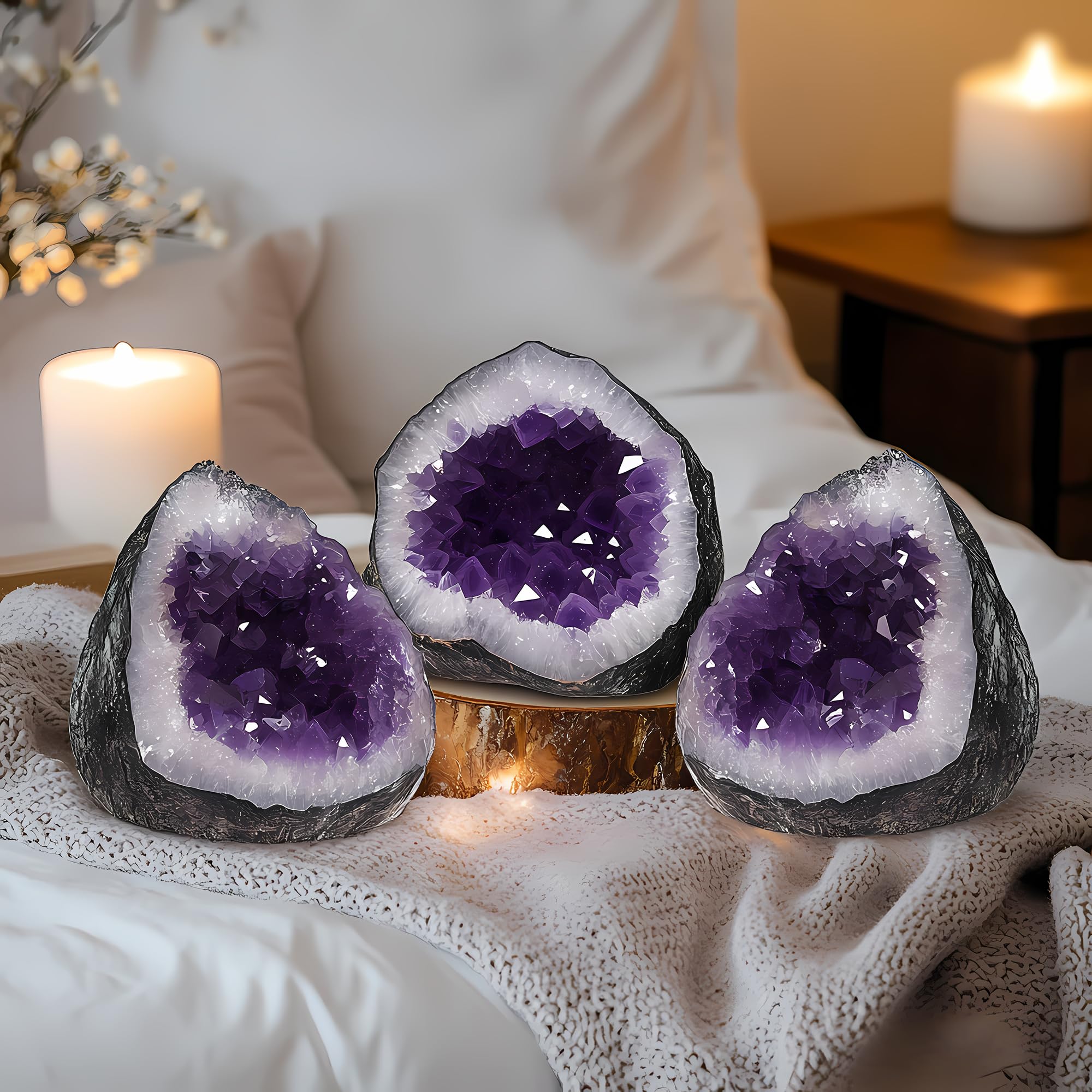 WYJHYZN amethyst color variations add depth to shelves.
