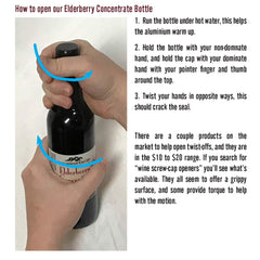 Wyldewood Elderberry concentrate label highlights kosher, non-GMO quality and clean ingredients.
