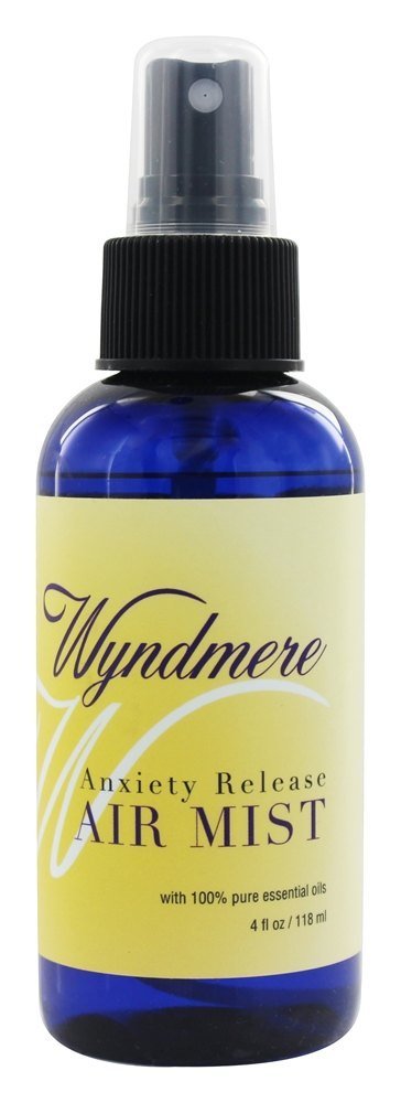 Wyndmere Anxiety Release mist bottle pour creating a calming atmosphere
