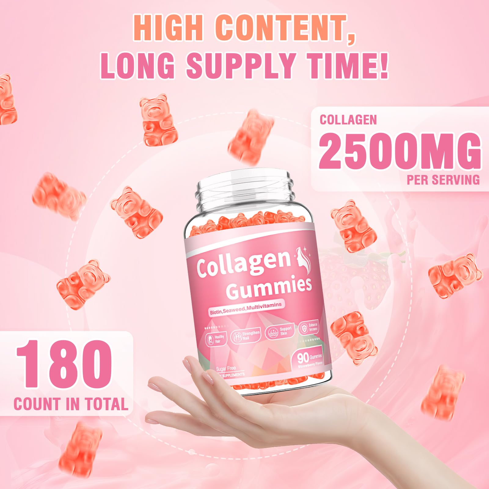 Close-up of WyuuKi gummies texture highlighting chewy strawberry flavor.