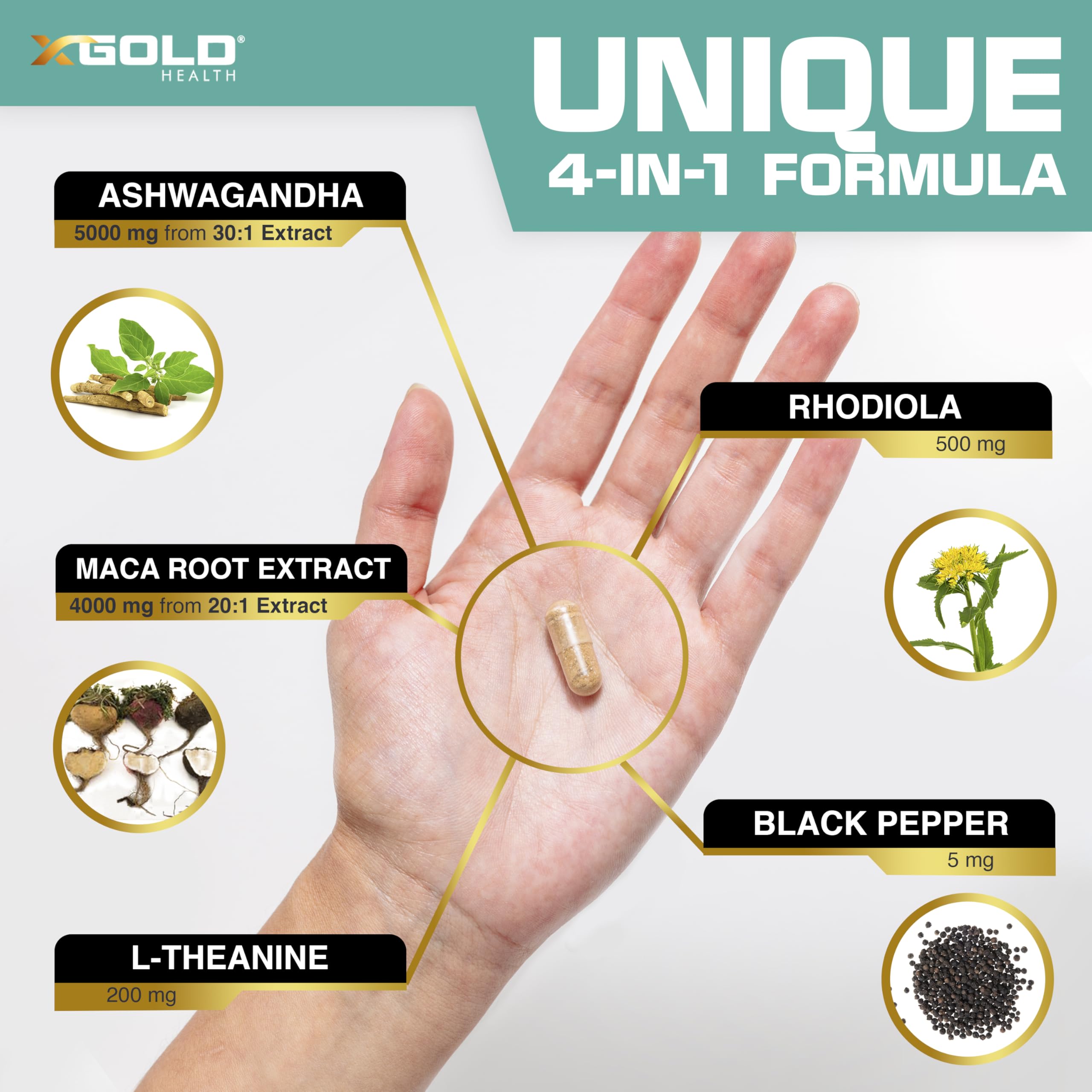 X Gold Health complete 4-in-1 formula bottle label