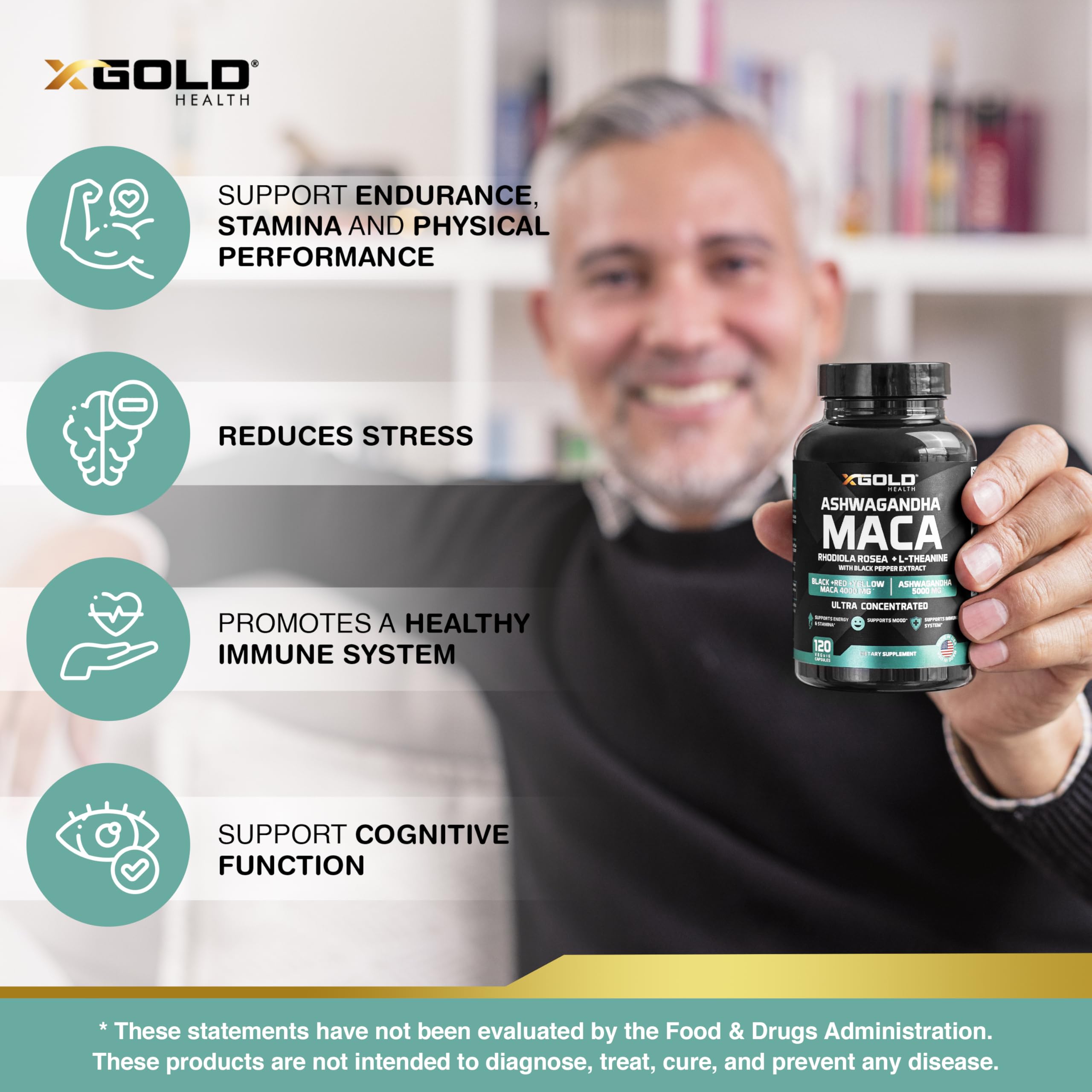 X Gold Health L-Theanine capsules designed for calm alertness