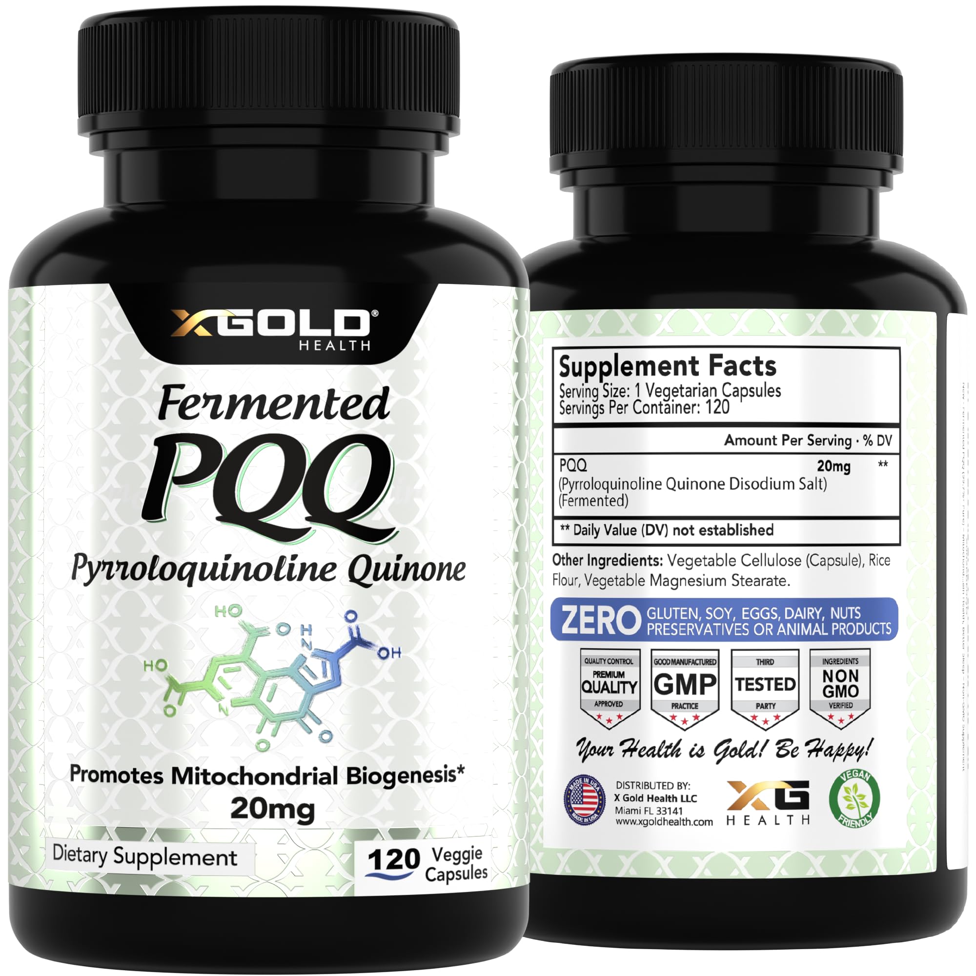 X Gold Health PQQ 20 mg: uso diario recomendado para apoyar energía limpia