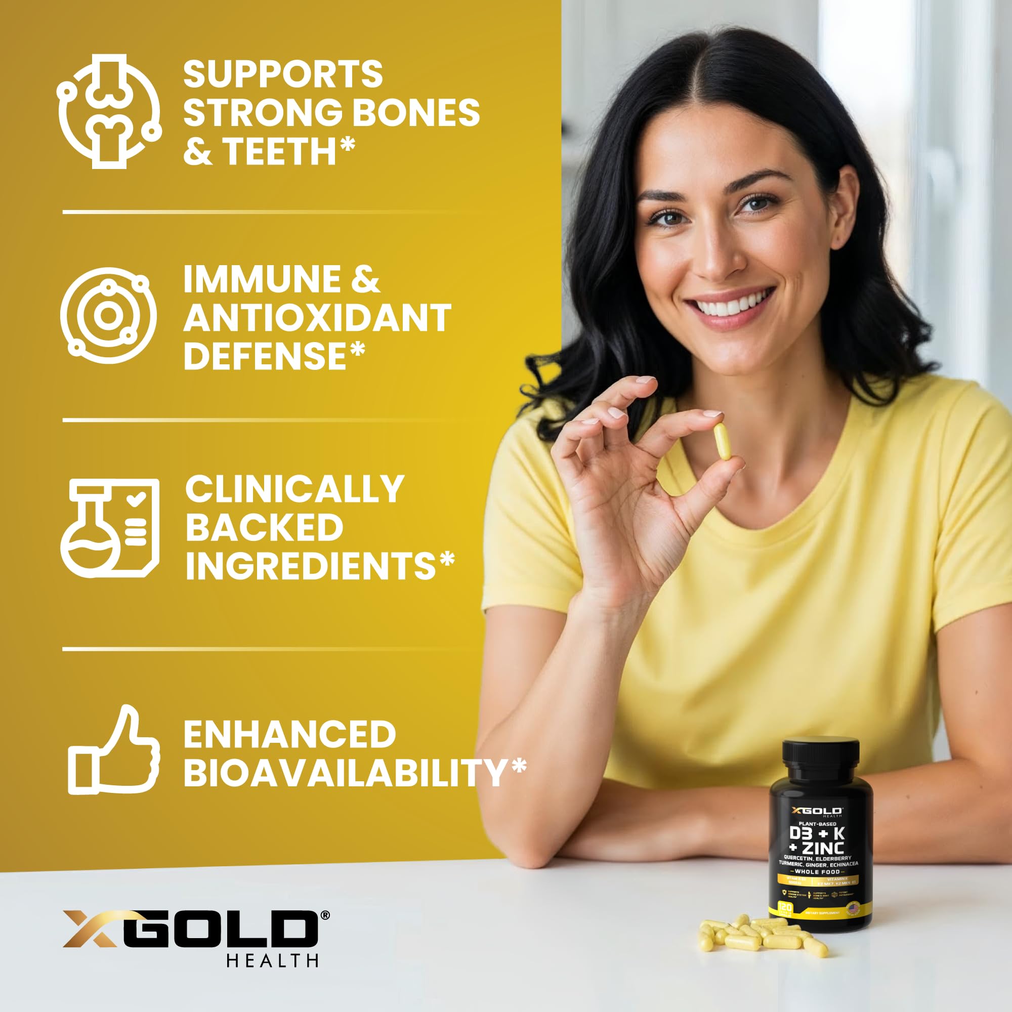 X Gold Health zinc-quercetin-elderberry capsules for daily immune support