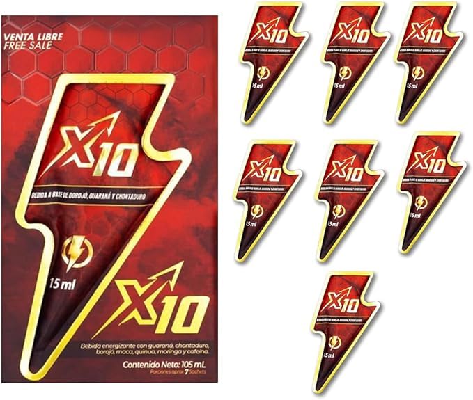 X10 sachets pack shown for portable daily energy support on the go
