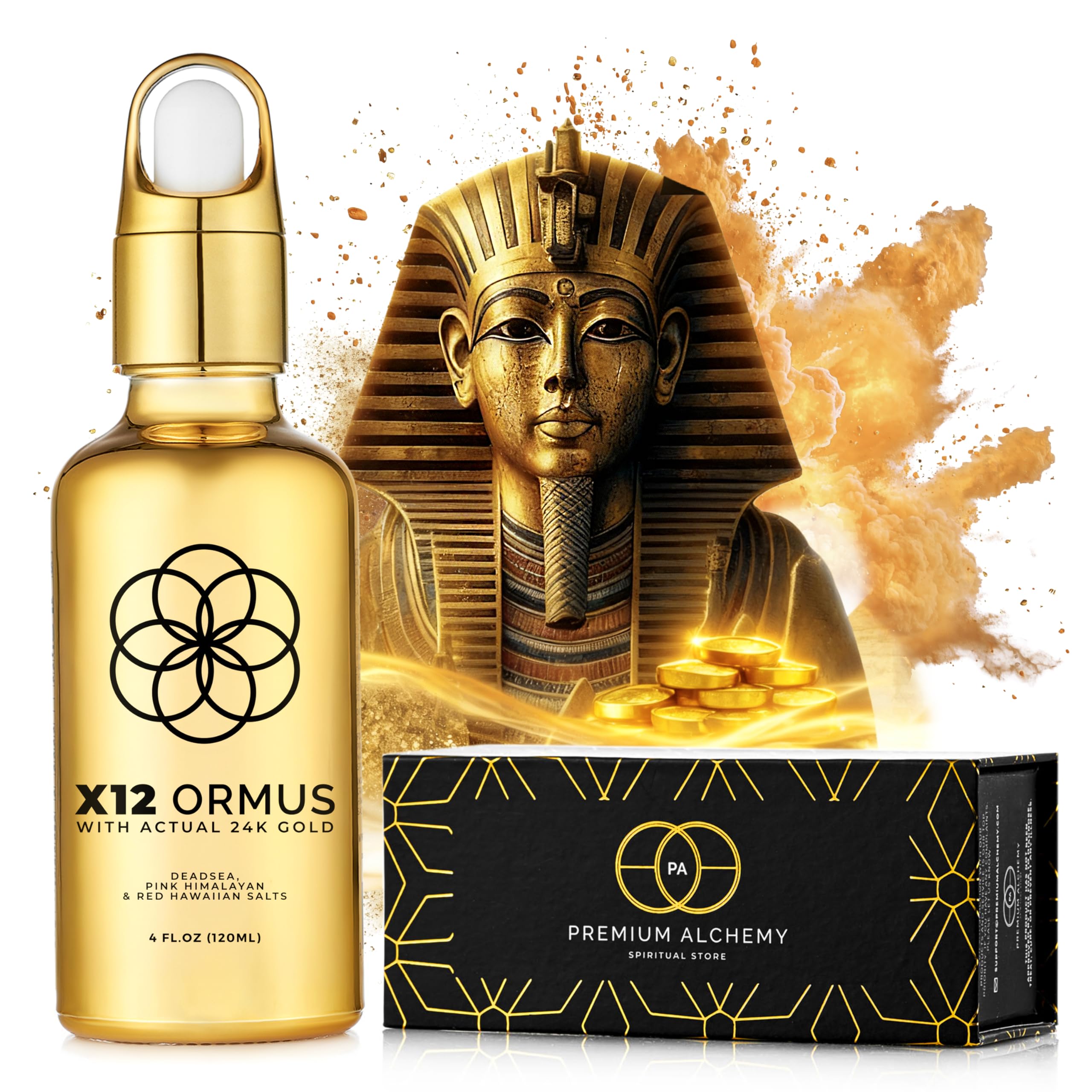 X12 Ormus bottle close-up highlighting premium 24k gold mineral blend for daily wellness