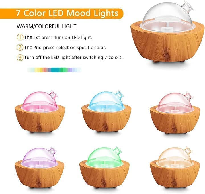 XANAPHIA diffuser showing seven color LED lights creating mood lighting