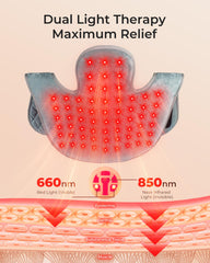 Xasla shoulder wrap provides deep warmth to ease shoulder tension.