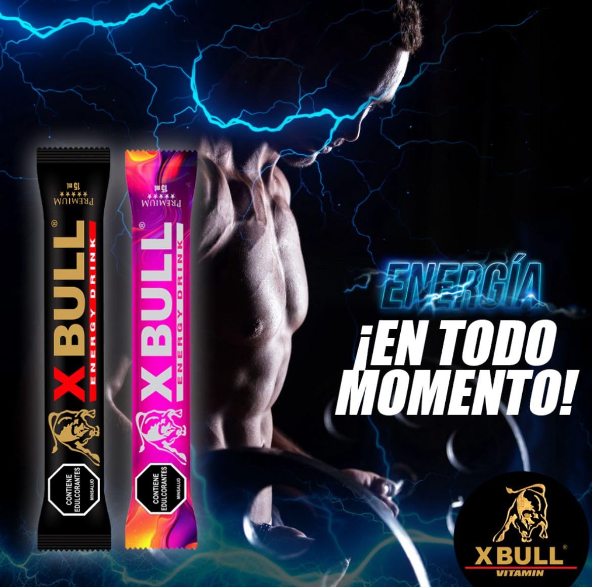 Xbull box display emphasizes clean plant-based energy option