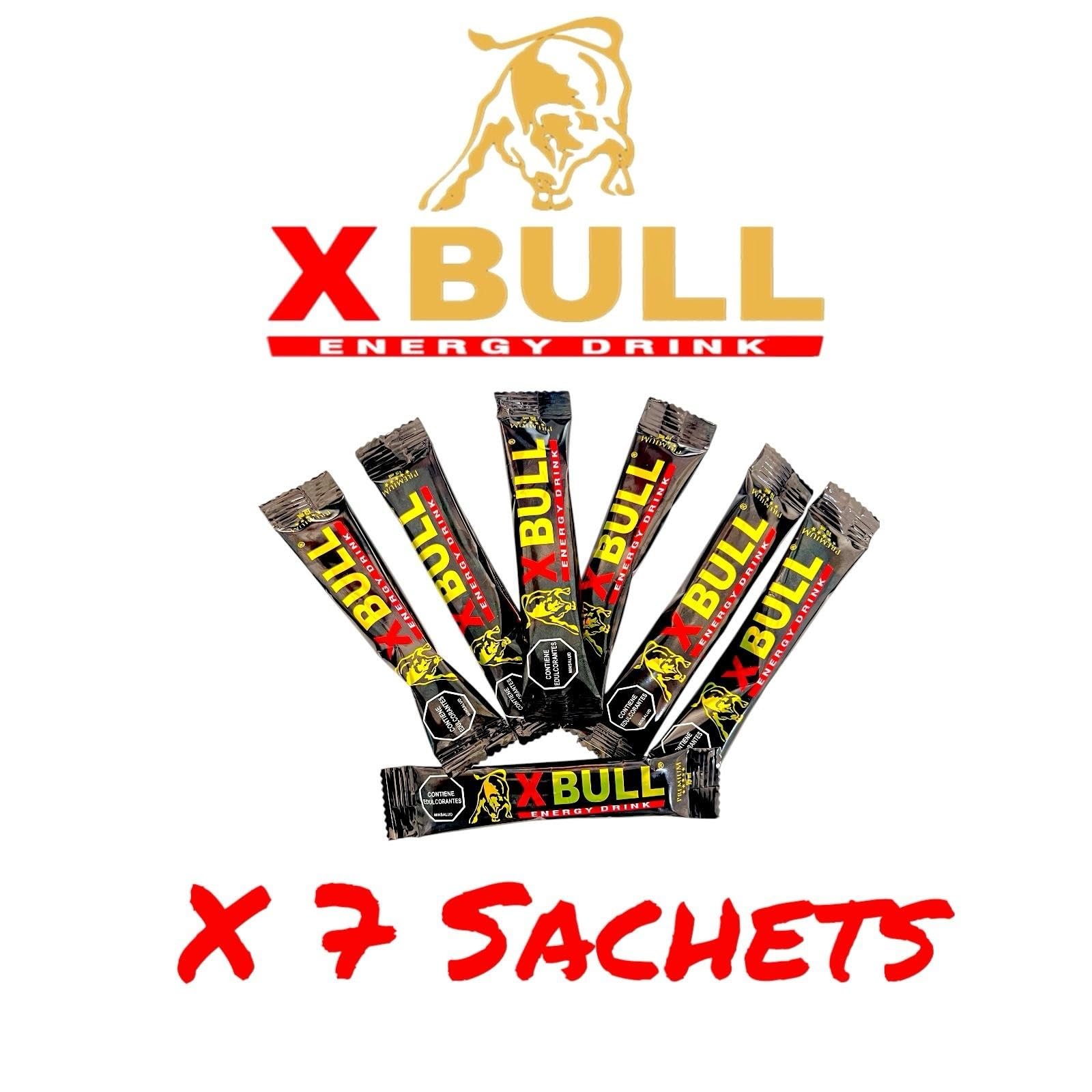 Xbull sachet contents display plant-based formula with Guarana and Green Tea