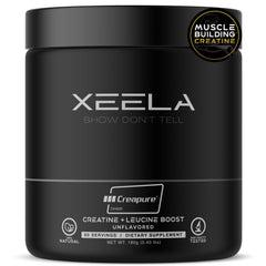XEELA Creatine bottle front view with Creapure label for lean muscle support