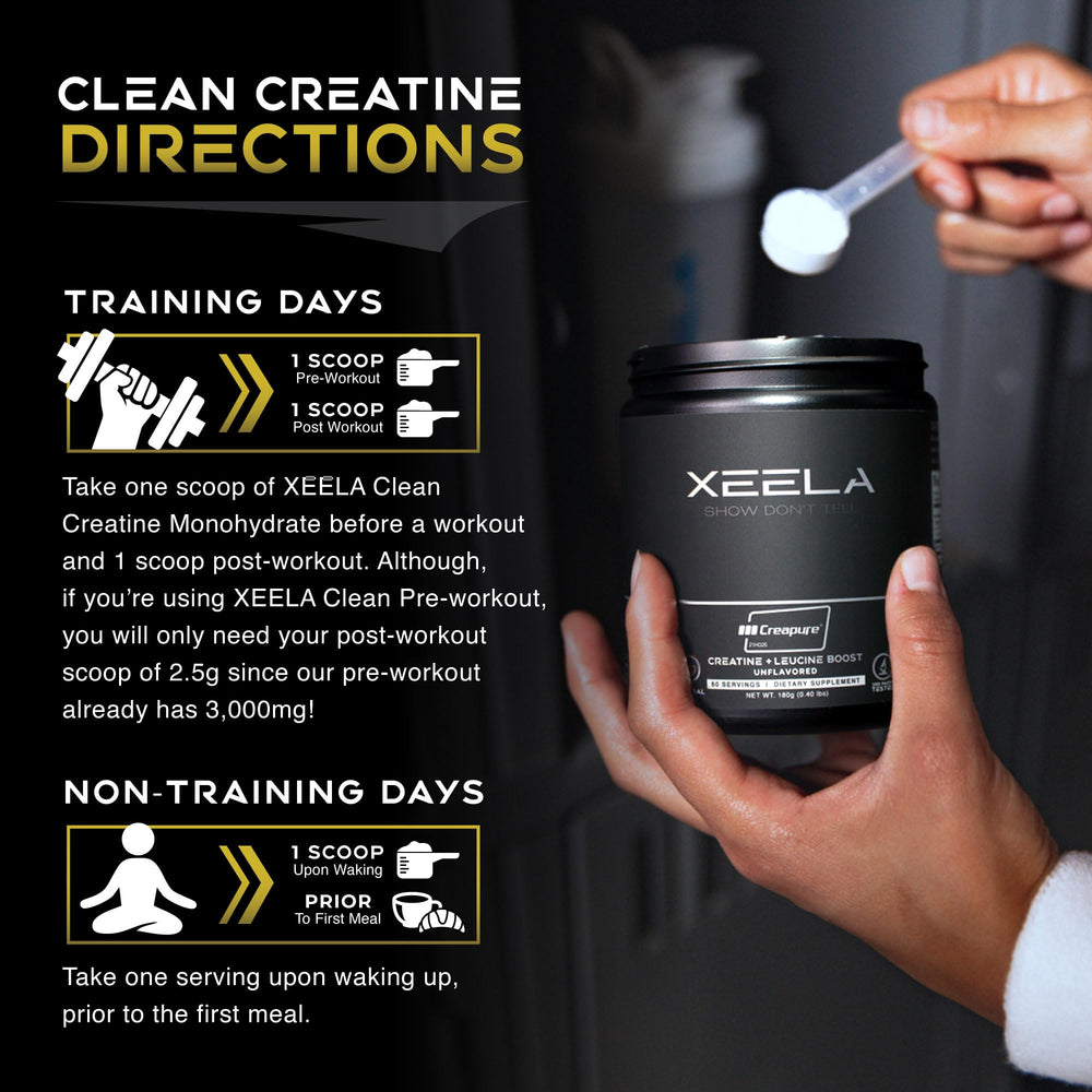 Glass of water with XEELA Creatine dissolved for immediate use
