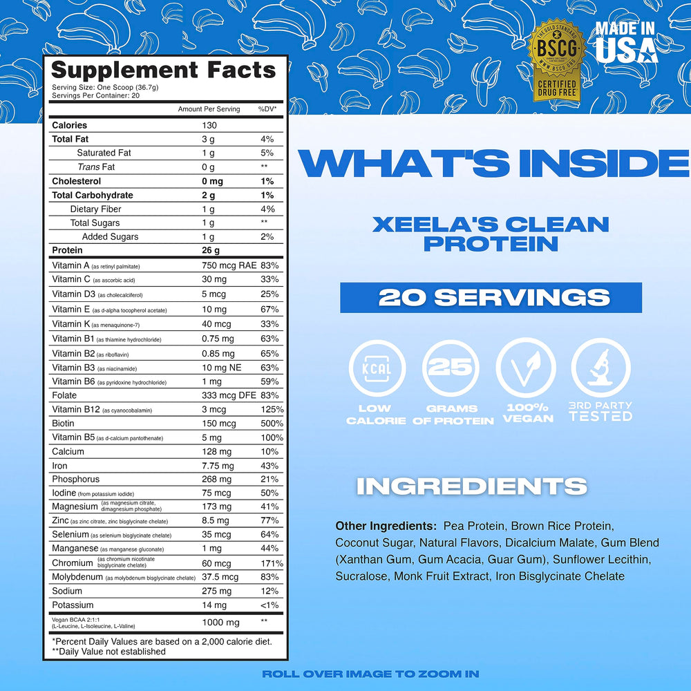XEELA organic brown rice and pea protein ingredients.