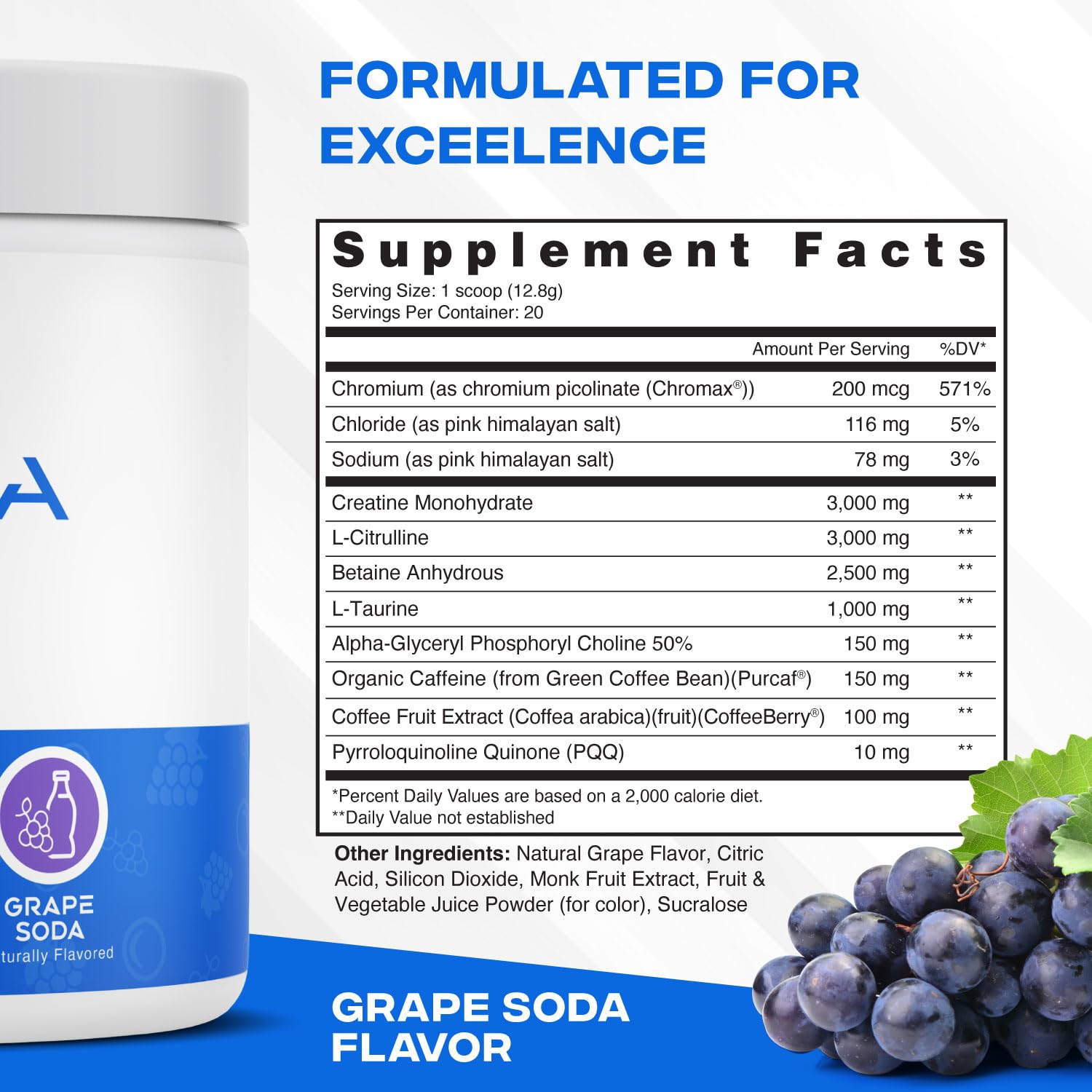 XEELA pre-workout label highlights clean ingredients like creatine and caffeine