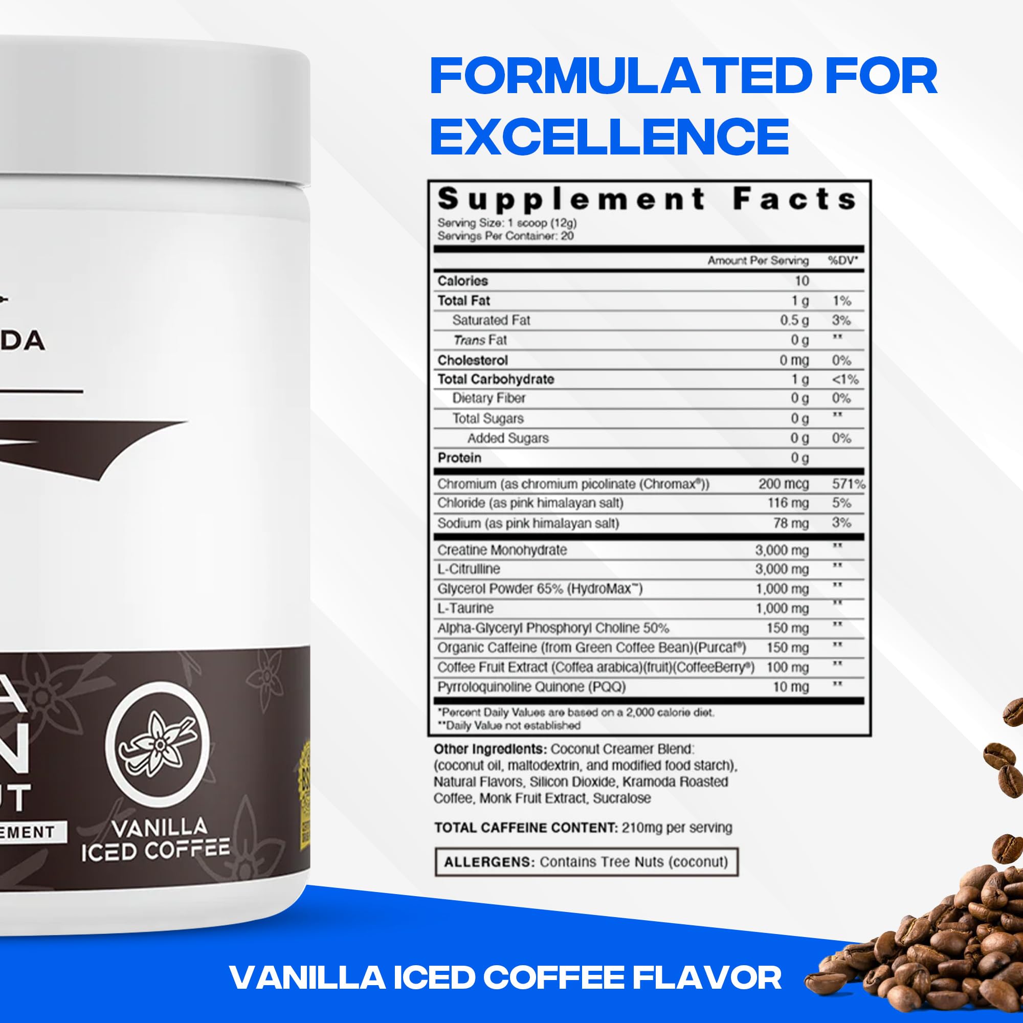XEELA Pre Workout scoop measuring powder for precise dosing.