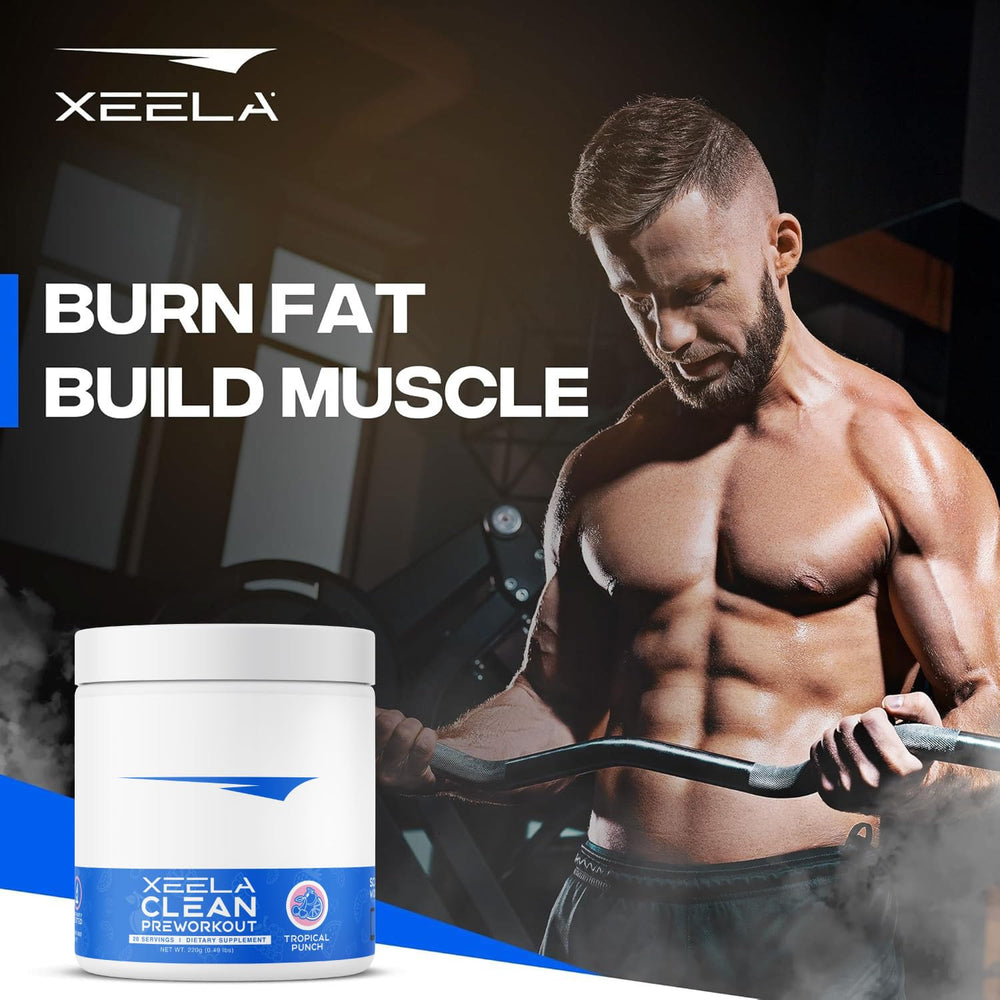 XEELA Pre Workout Tropical Punch athlete during training, focused on performance.