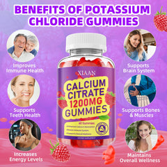 XIAAN Calcium Citrate Gummies ingredients label highlighting gluten-free and plant-based formula