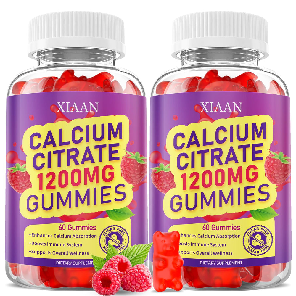 XIAAN Calcium Citrate Gummies raspberry bottle showing 1200mg per serving