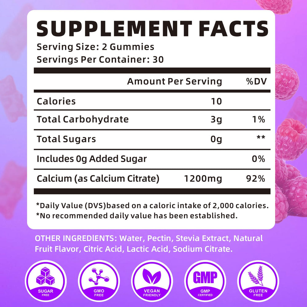 XIAAN Calcium Citrate Gummies close-up of raspberry chews