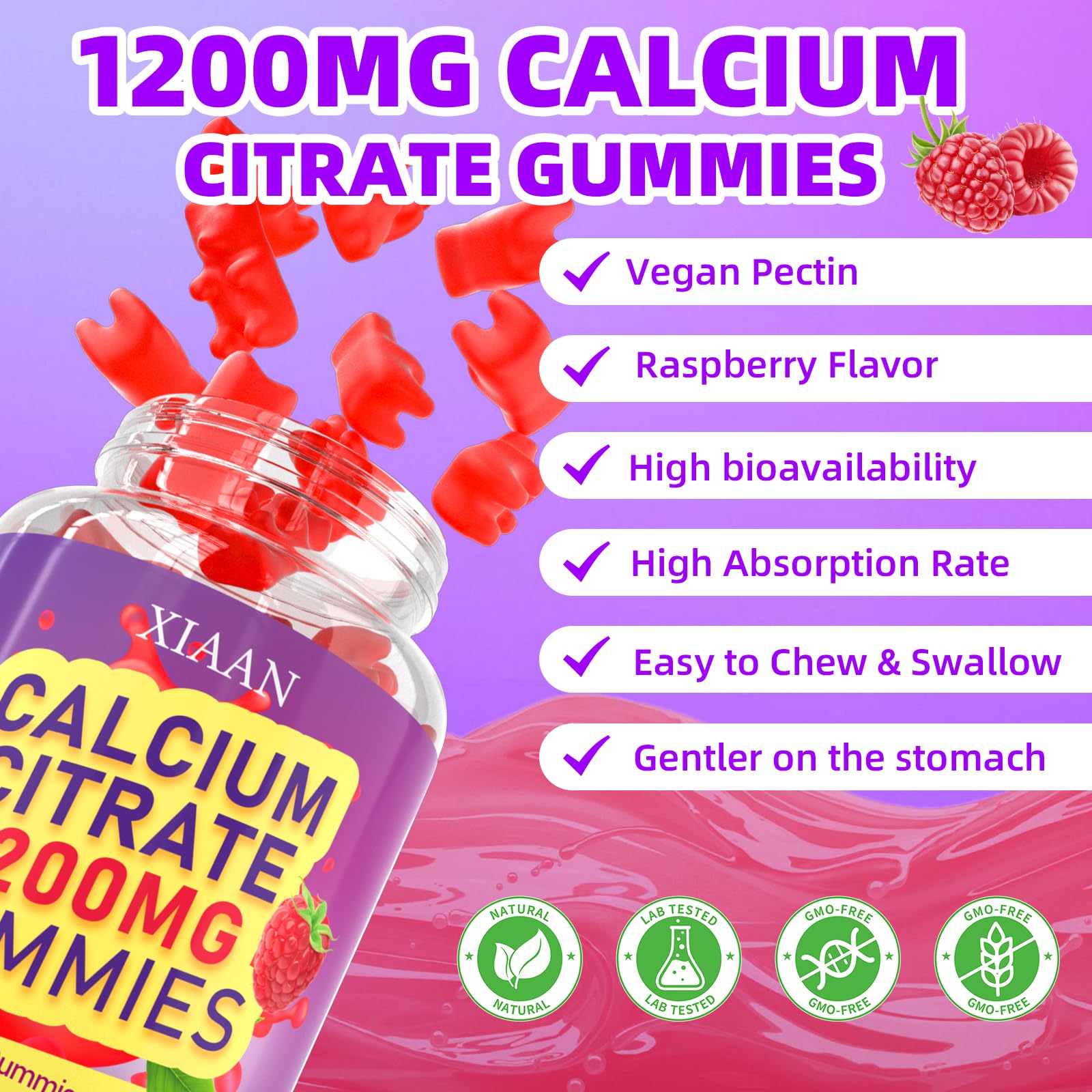 XIAAN Calcium Citrate Gummies sugar-free option for sugar-conscious lifestyles