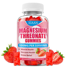 XIAAN magnesium L-threonate gummies bottle promotes sugar-free daily wellness.