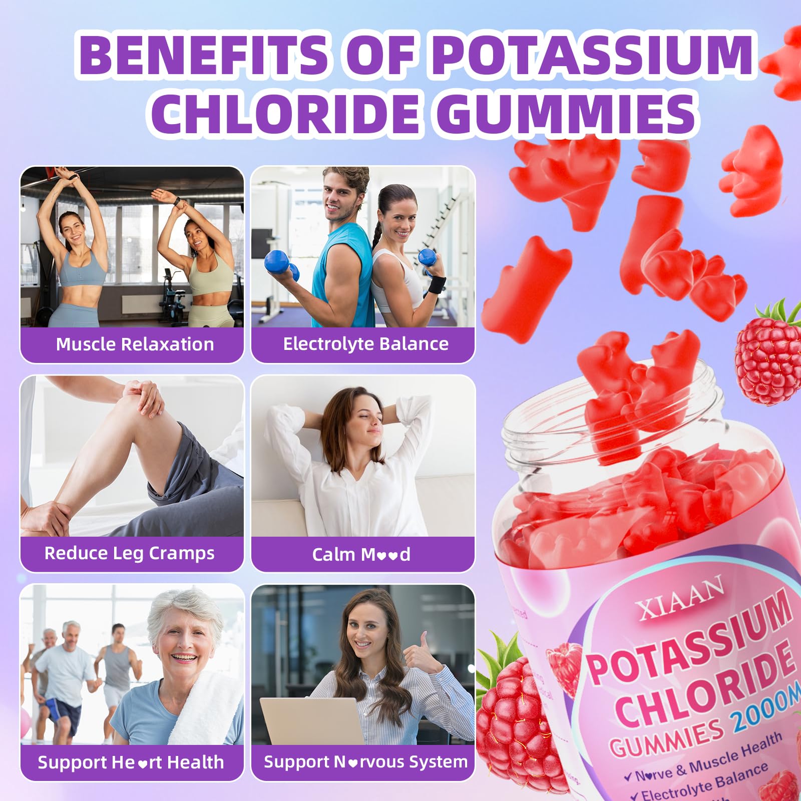 XIAAN potassium gummies 120 count package on shelf