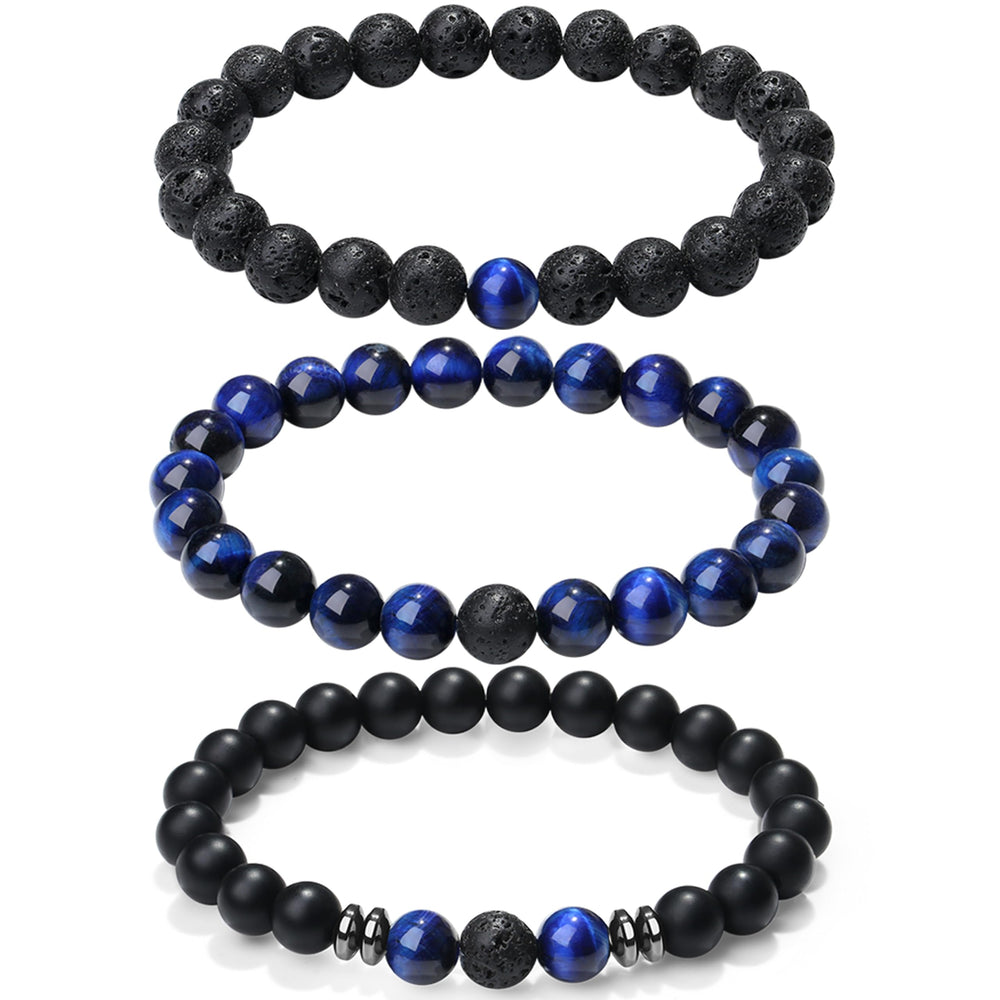 XIANNVXI blue tiger's eye beads bracelet trio set for versatile everyday styling