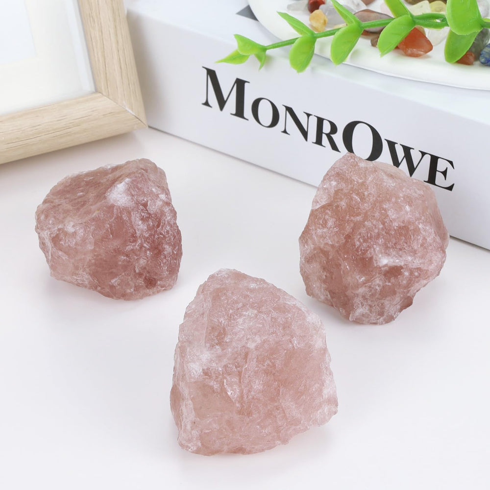 XIANNVXI Strawberry Quartz rough texture emphasizes rugged natural charm.