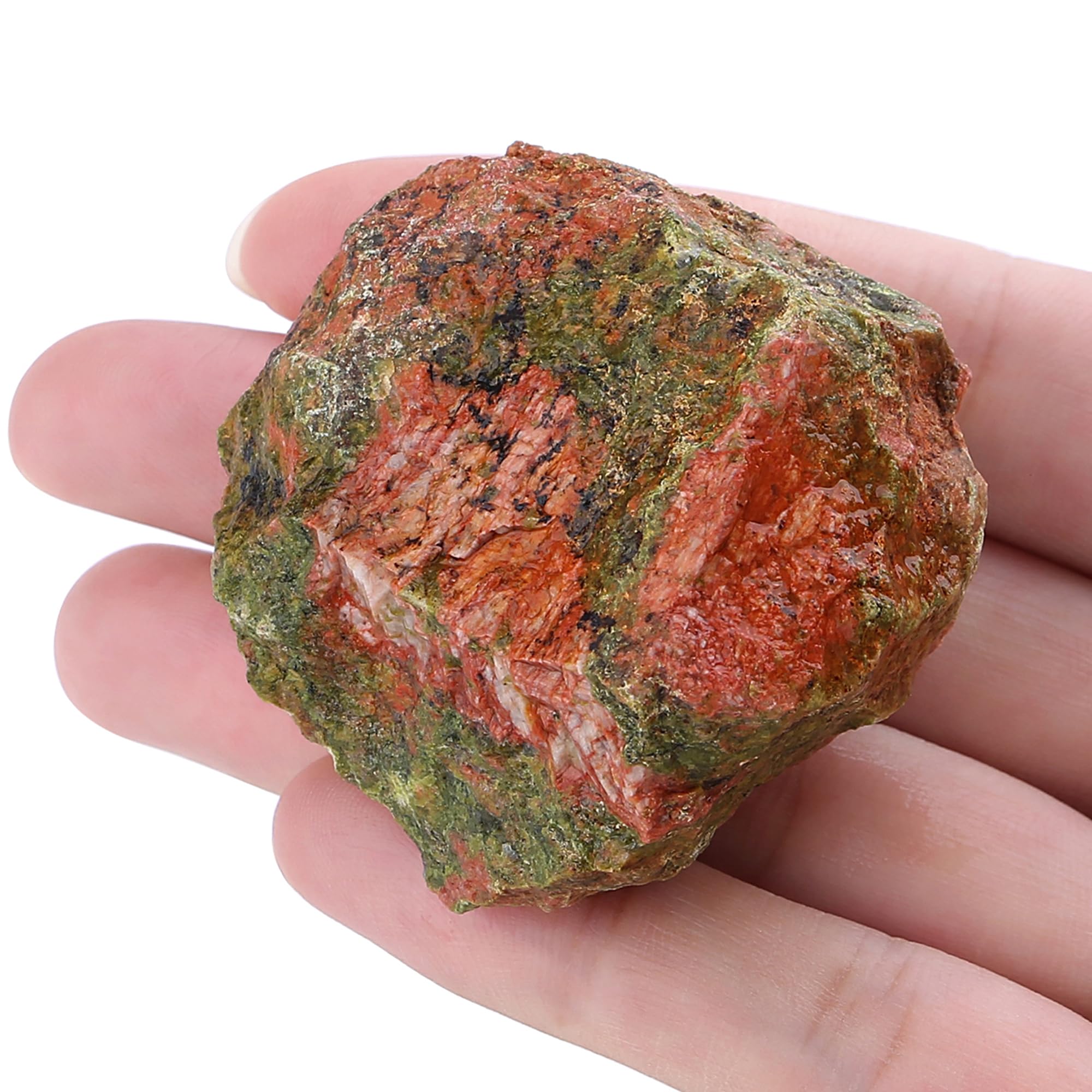XIANNVXI Unakite raw crystal close-up for meditation and natural decor