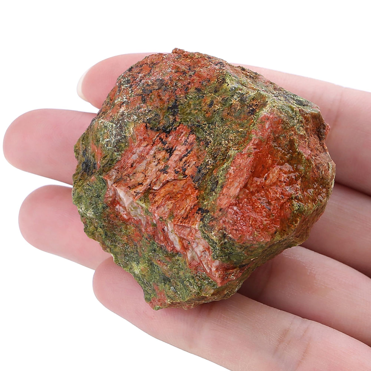 XIANNVXI Unakite raw crystal close-up for meditation and natural decor