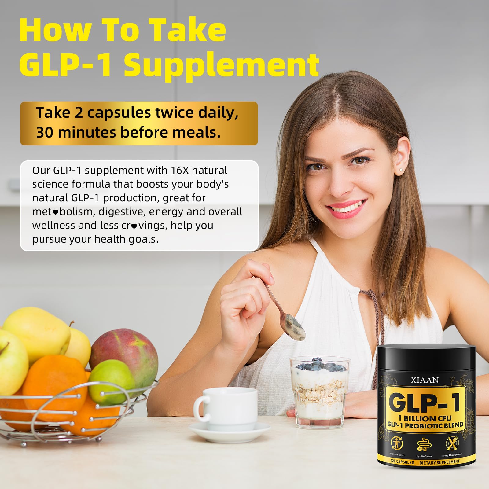 XIAAN GLP-1 seal confirms vegan and gluten-free, natural ingredients