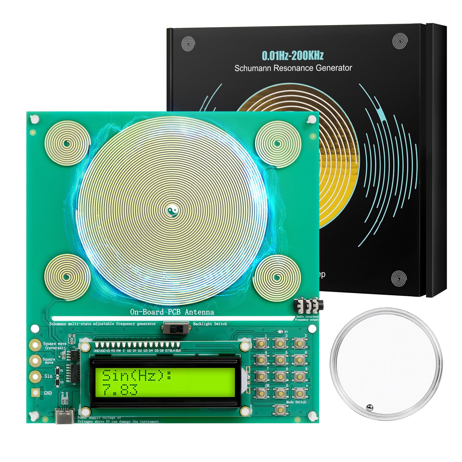 XIKDS frequency generator showing earth-frequency 7.83Hz for relaxed focus.