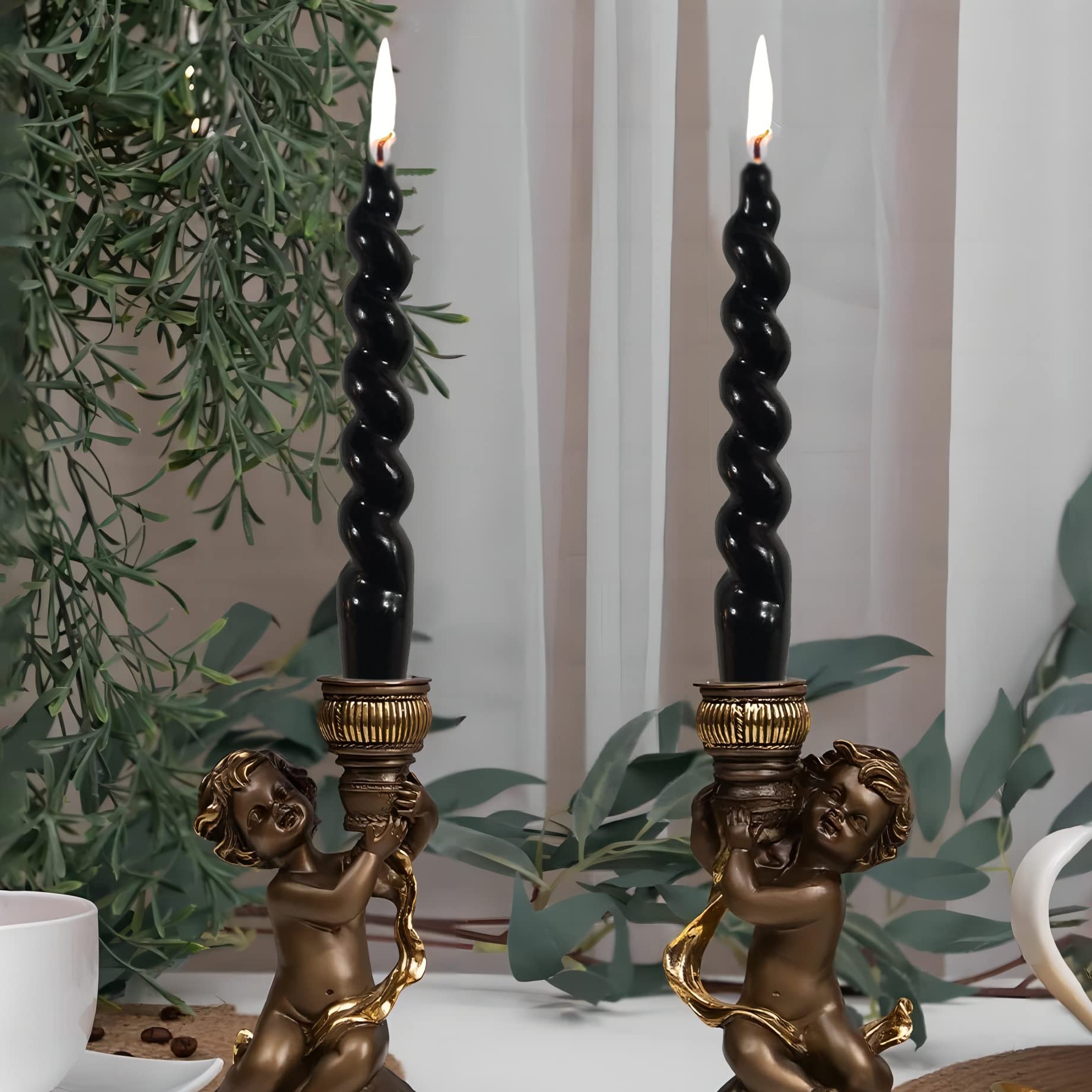 XINAOBAOLUO twisted taper candle adds dramatic silhouette to centerpieces