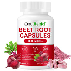 XINSZLIN Beet Root Capsules 1300mg bottle on table supports natural energy.