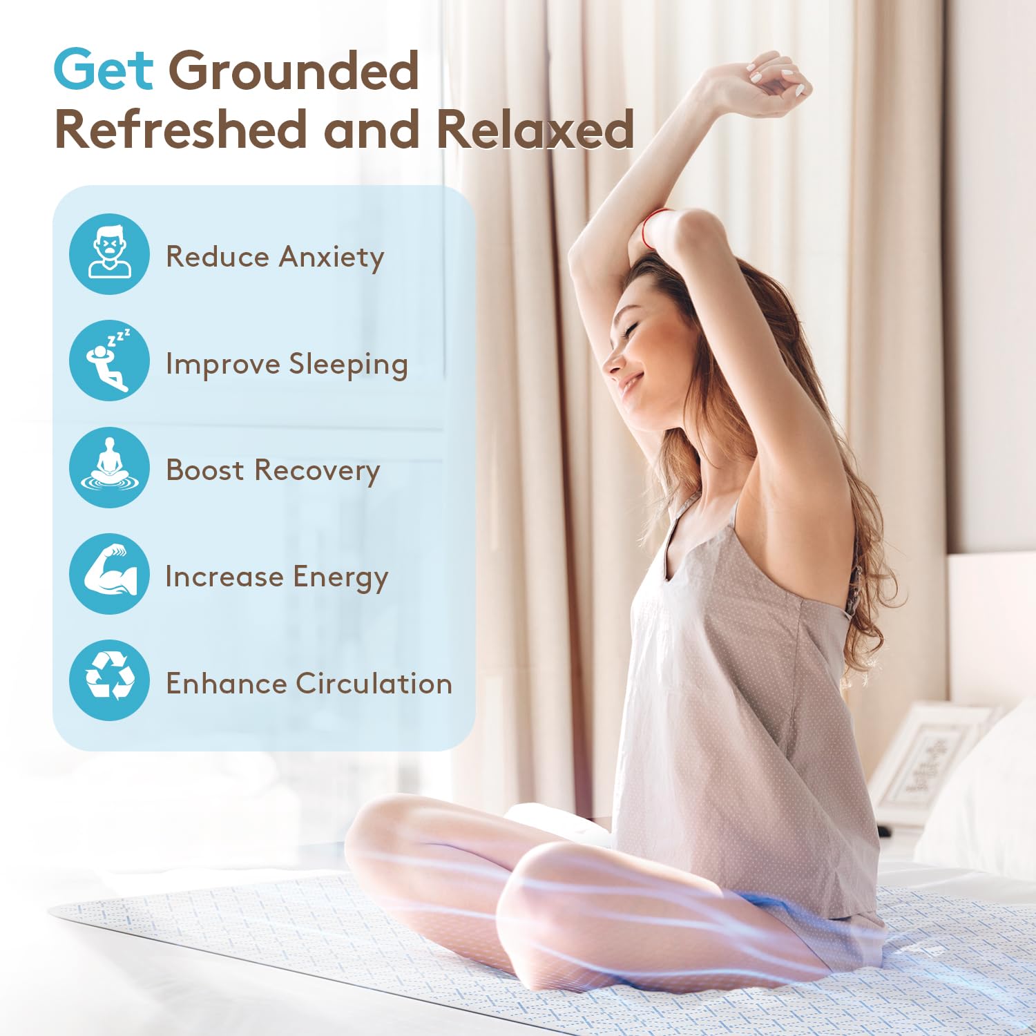 Grounding cord connected to the XKETA mat for easy overnight use