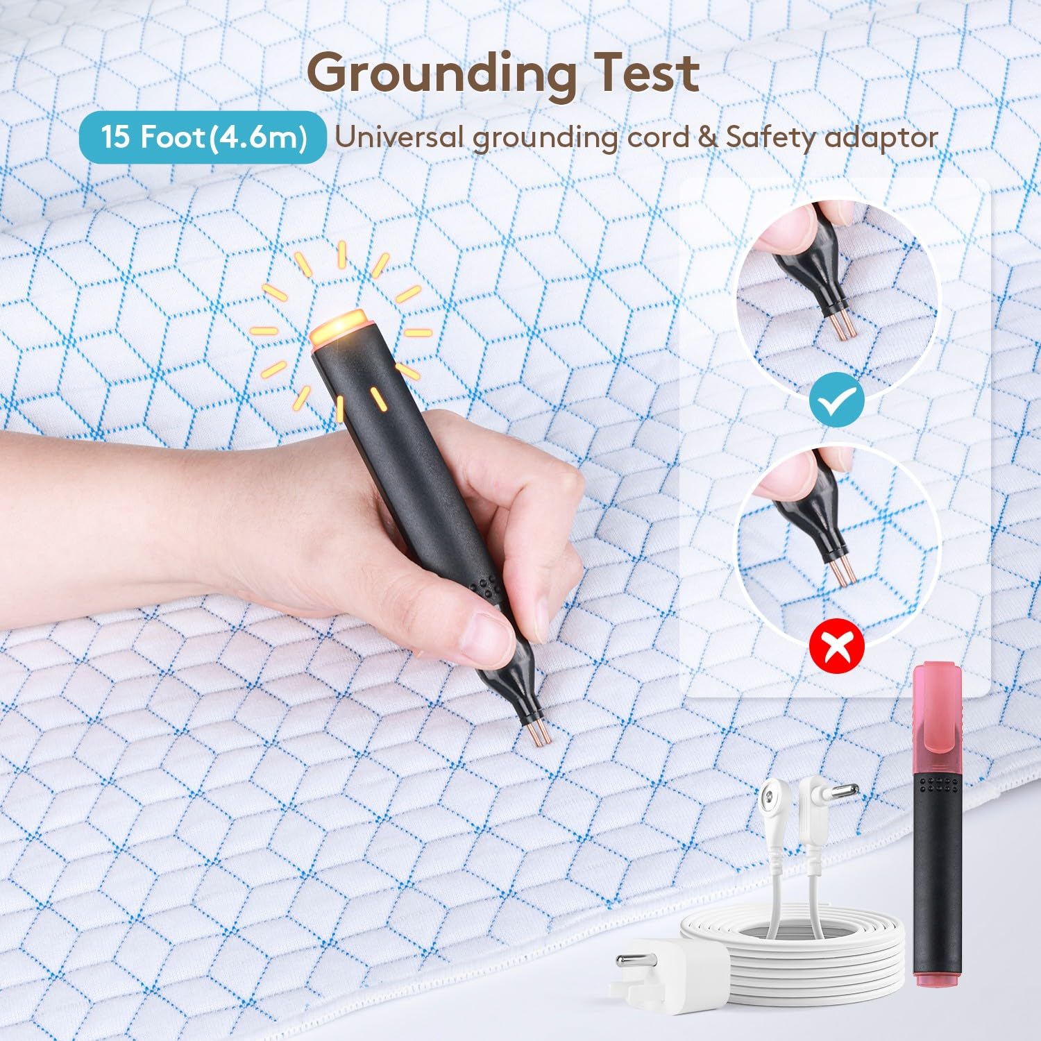 Included safety adapter ensures secure grounding connections