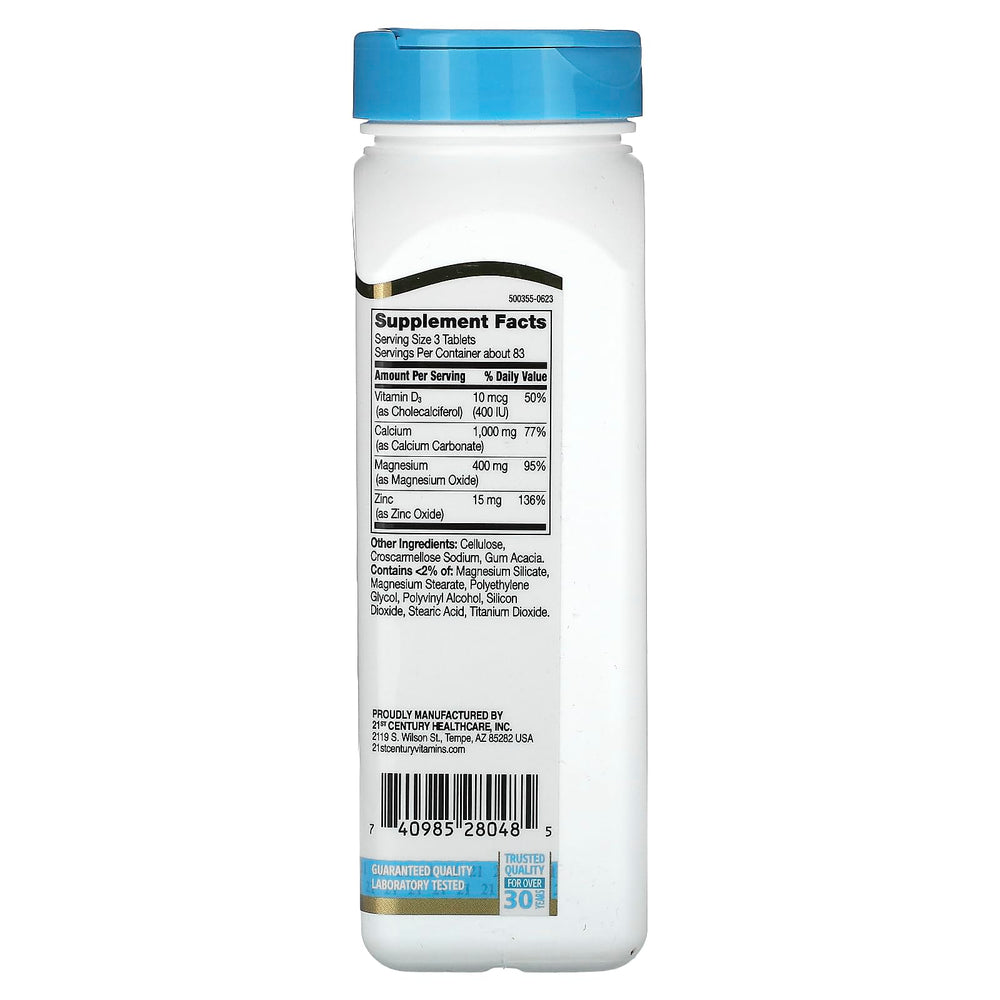 Xllent Cal Mag Zinc +D bottle back, shows nutrient blend for absorption.