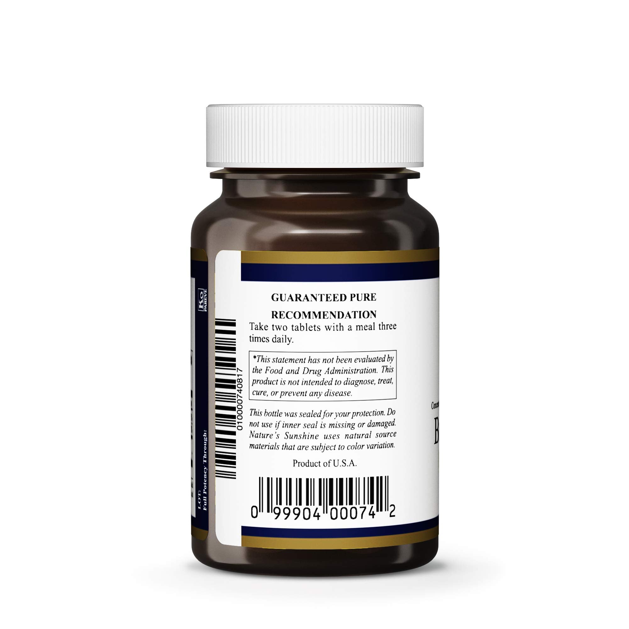 Xllent Nature's Sunshine Bilberry tablets close-up of label, highlighting anthocyanin-rich concentrate