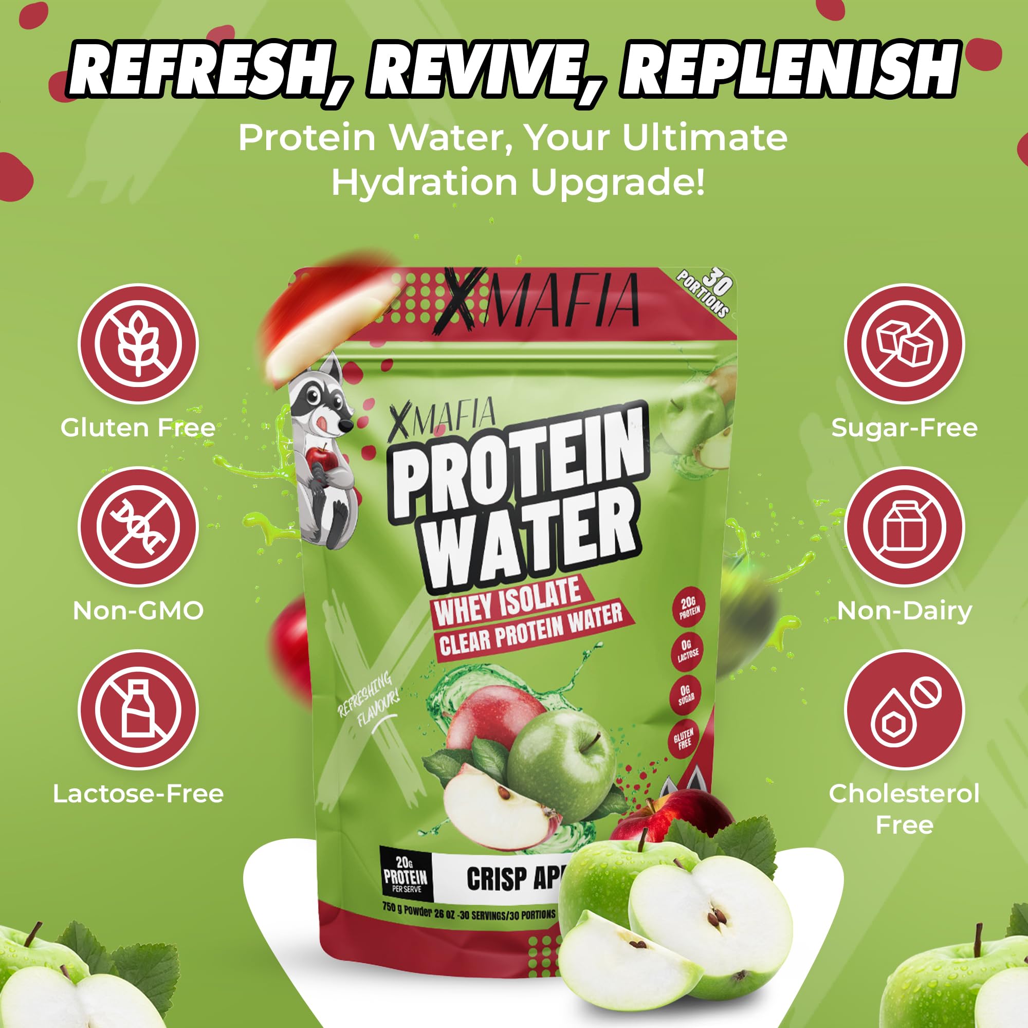 XMafia Protein Water nut-free gluten-free facility signage
