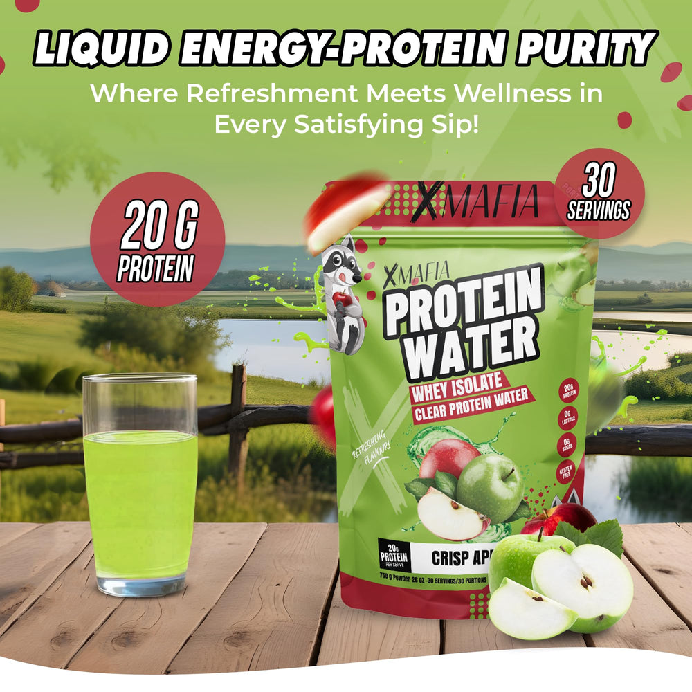 XMafia Protein Water post-workout bottle on gym bench