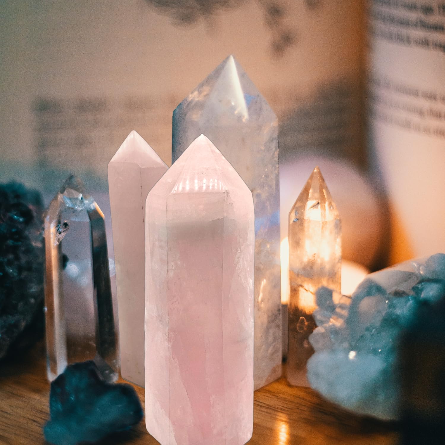 XMHOME rose quartz tower showcases natural facets and ice cracks, adding unique character