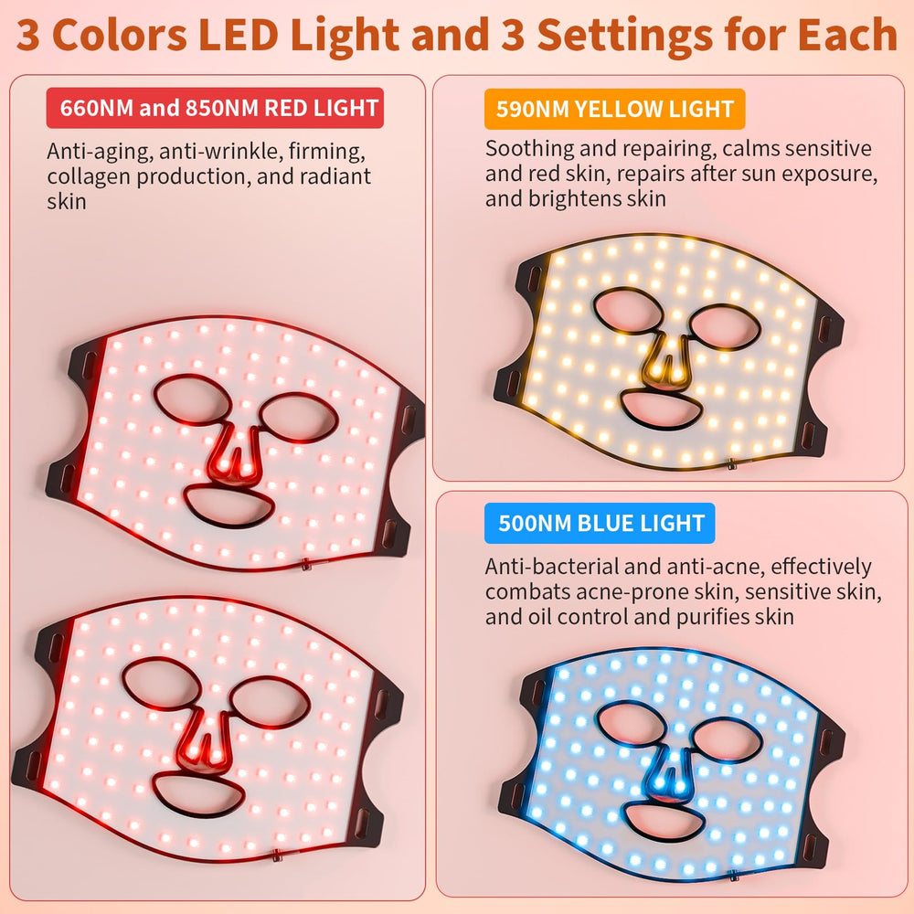 XMZXMZ red light mask uses 850nm and 660nm wavelengths for consistent skin tone.