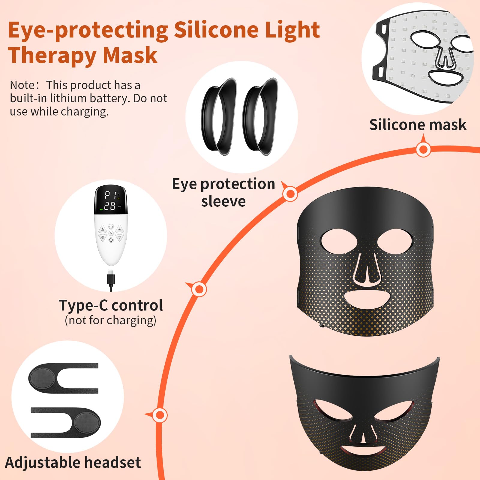 XMZXMZ red light mask includes 500nm blue light for clear, balanced skin.