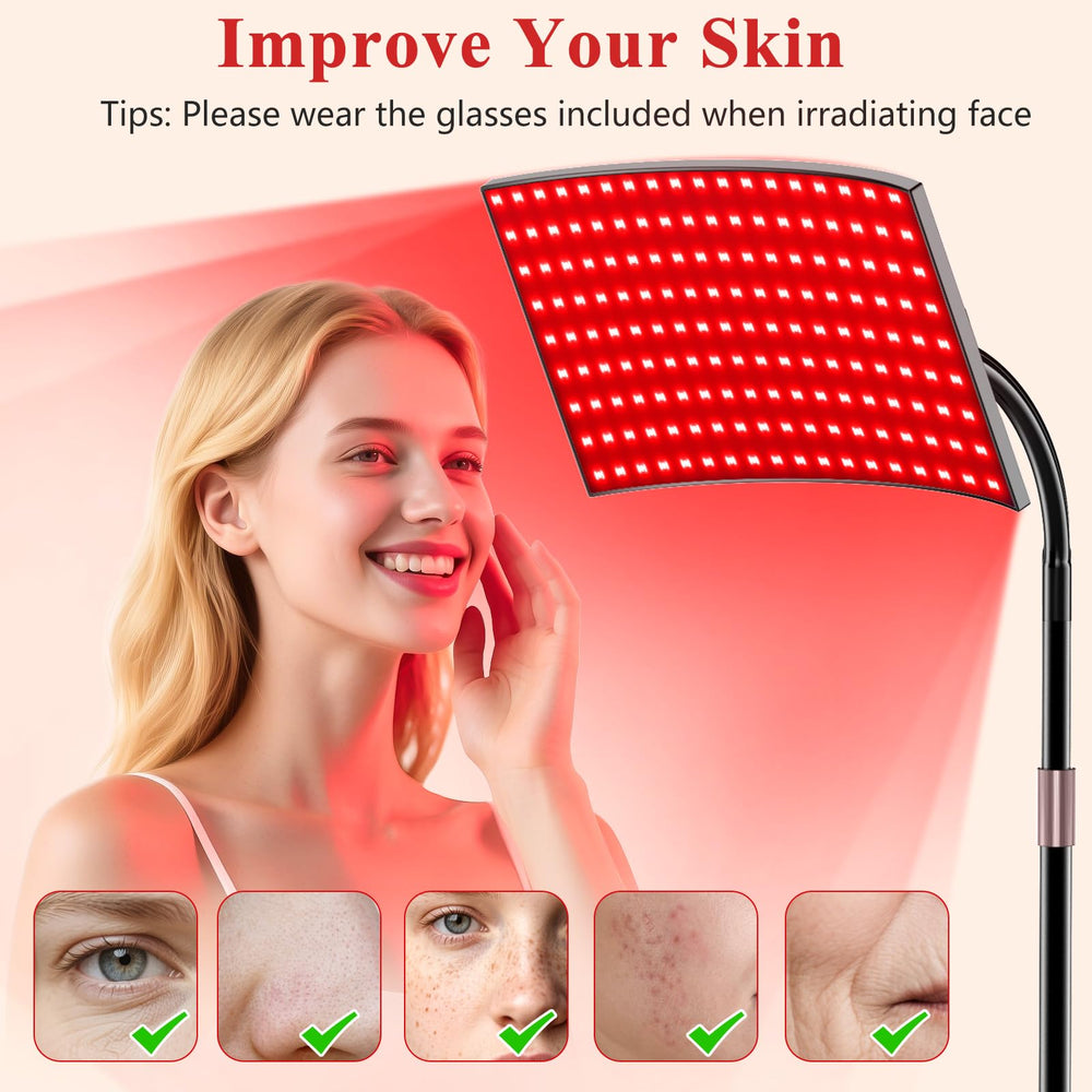 XMZXMZ red light therapy panel stand and setup for flexible home use.