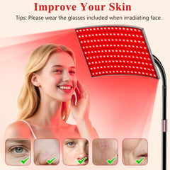 XMZXMZ red light therapy panel stand and setup for flexible home use.